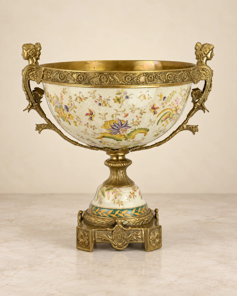 Porcelain Figural Pedestal Bowl
