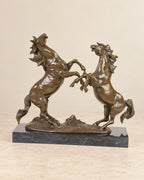 Rearing Horses Bronze Sculpture — primary view against a warm ivory background