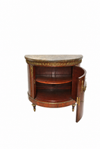 19th-Century Isabeline Demilune Cabinet with Marble Top — detail view 6