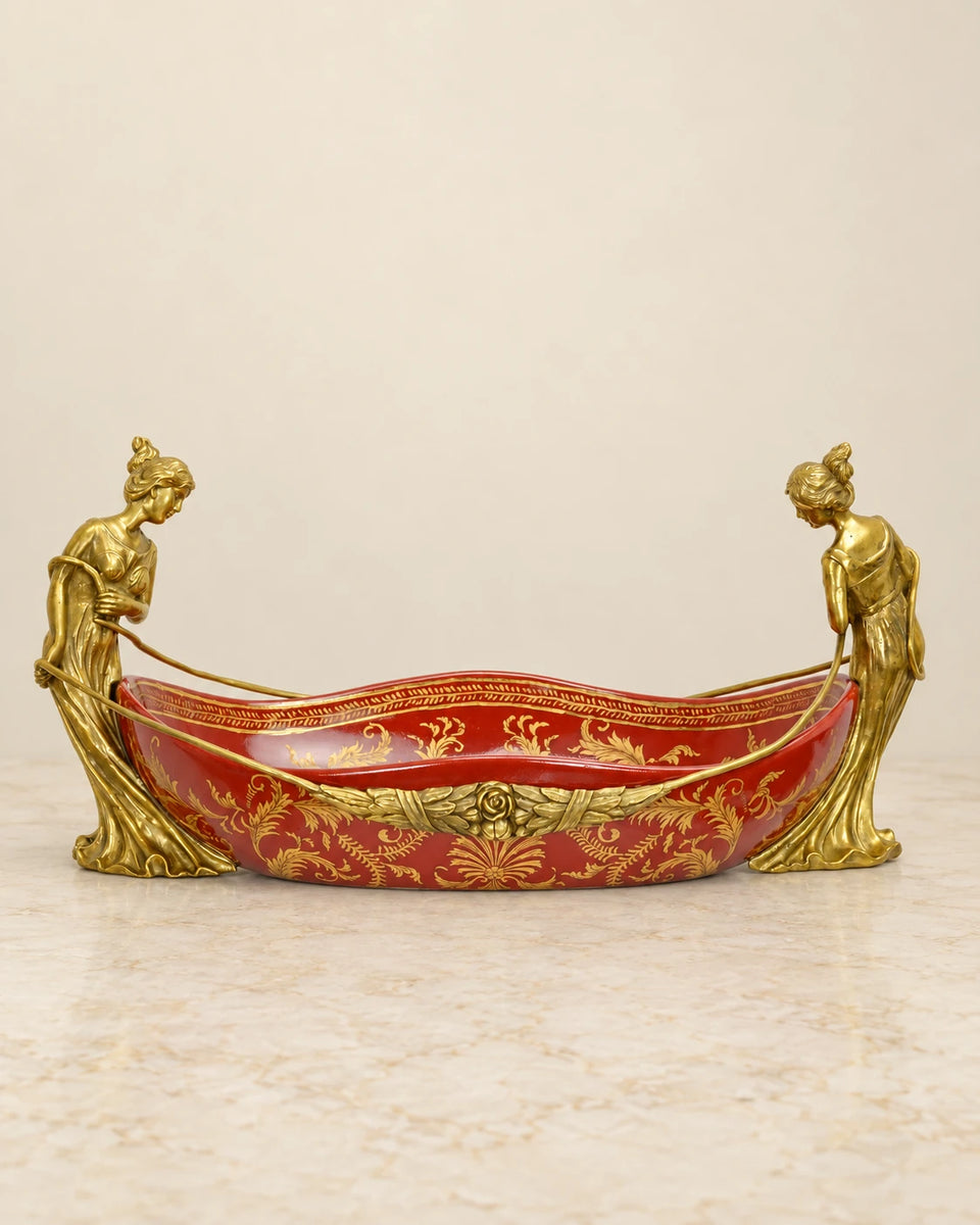 Red Porcelain Figural Bowl