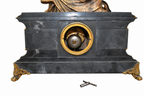 Bronze Lyre Player Mantel Clock on Black Marble — detail view 11