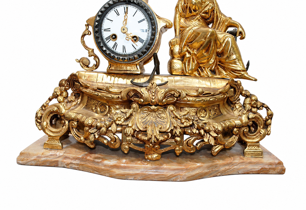 Gilt-Bronze Lady and Anchor Mantel Clock — detail view 6