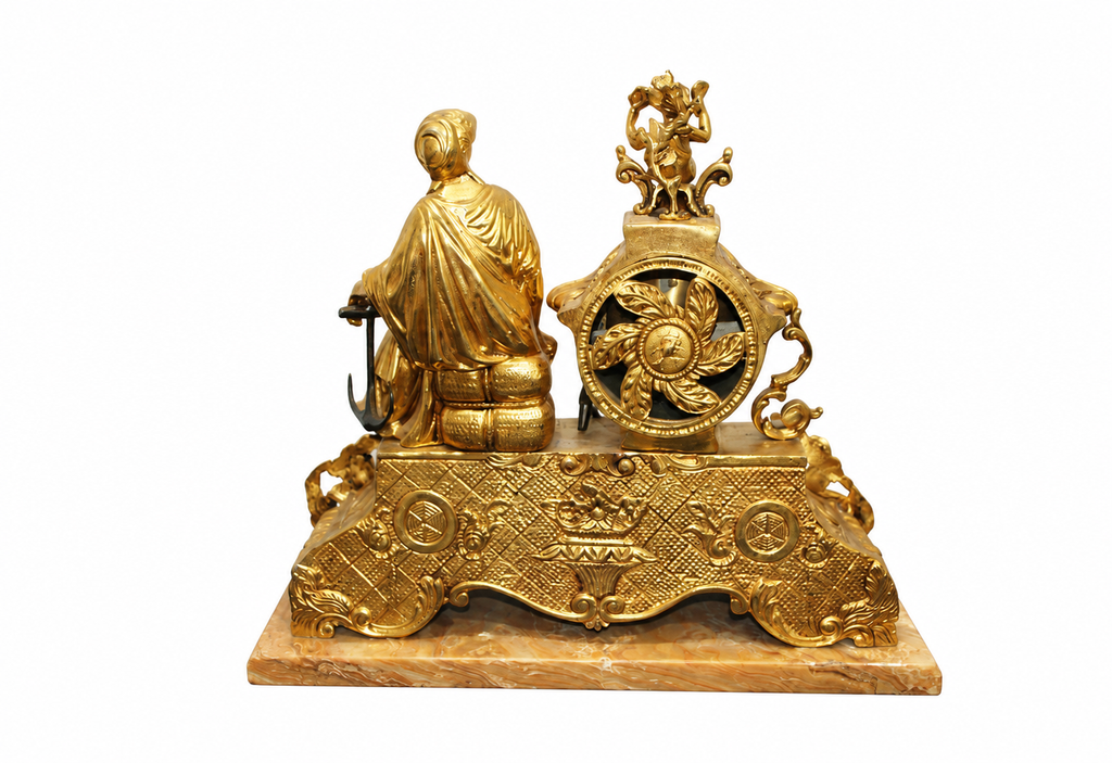 Gilt-Bronze Lady and Anchor Mantel Clock — detail view 10