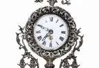 Silvered Metal and Marble Column Clock — Decorative — detail view 4