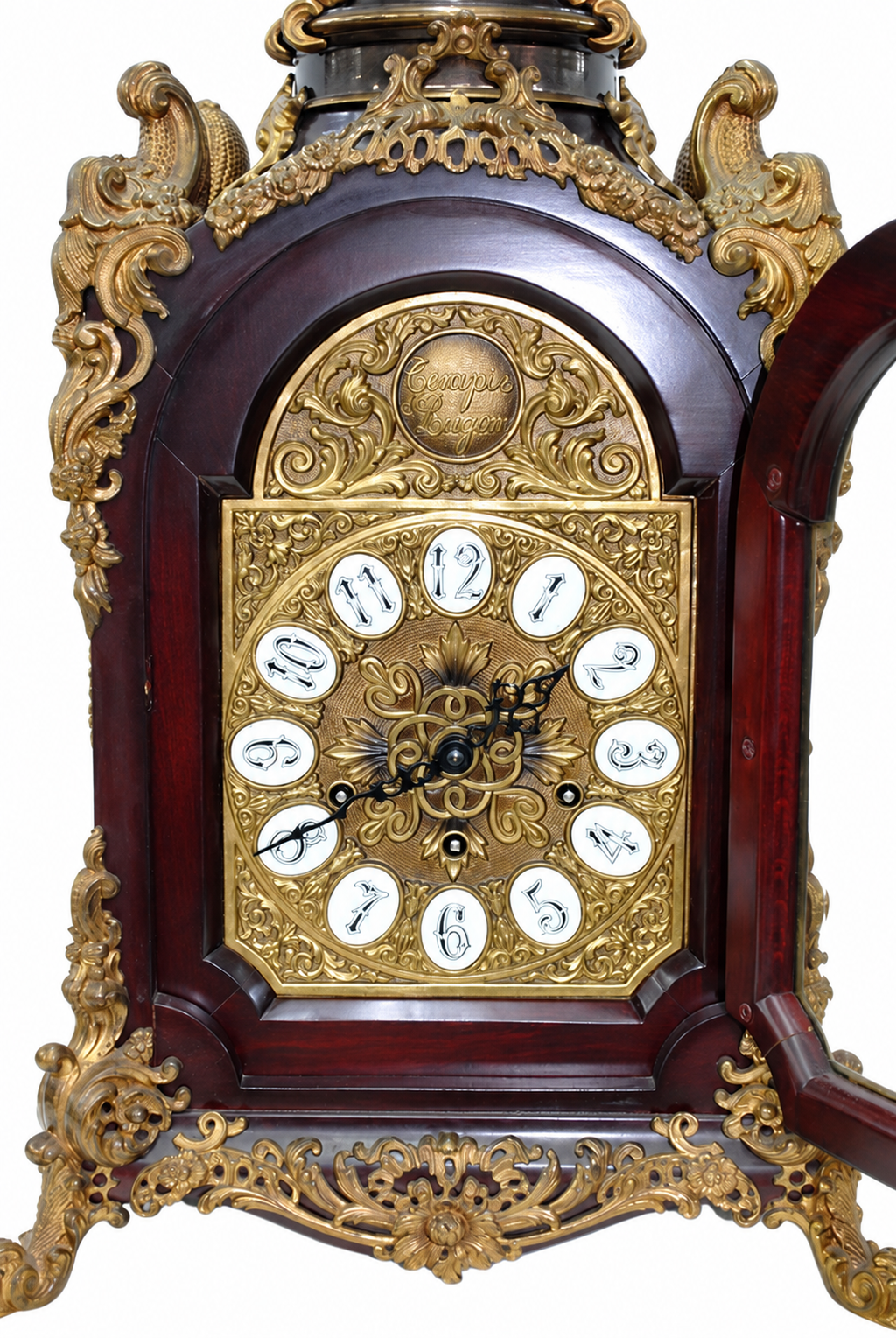 Lafuente Louis XV-Style Wood and Gilt Mantel Clock — detail view 8