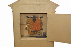 Architectural Bronze and Marble Clock with Electric Candelabra — detail on white background