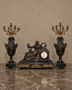 Empire-Style Lyre Player Clock and Candelabra Set — main view