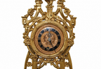 Gilt-Bronze Cherub Clock and Candelabra on Brown Marble — detail view 4