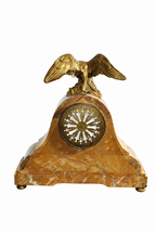 Eagle-Crest Brown Marble Mantel Clock and Pedestal Dishes — detail view 10