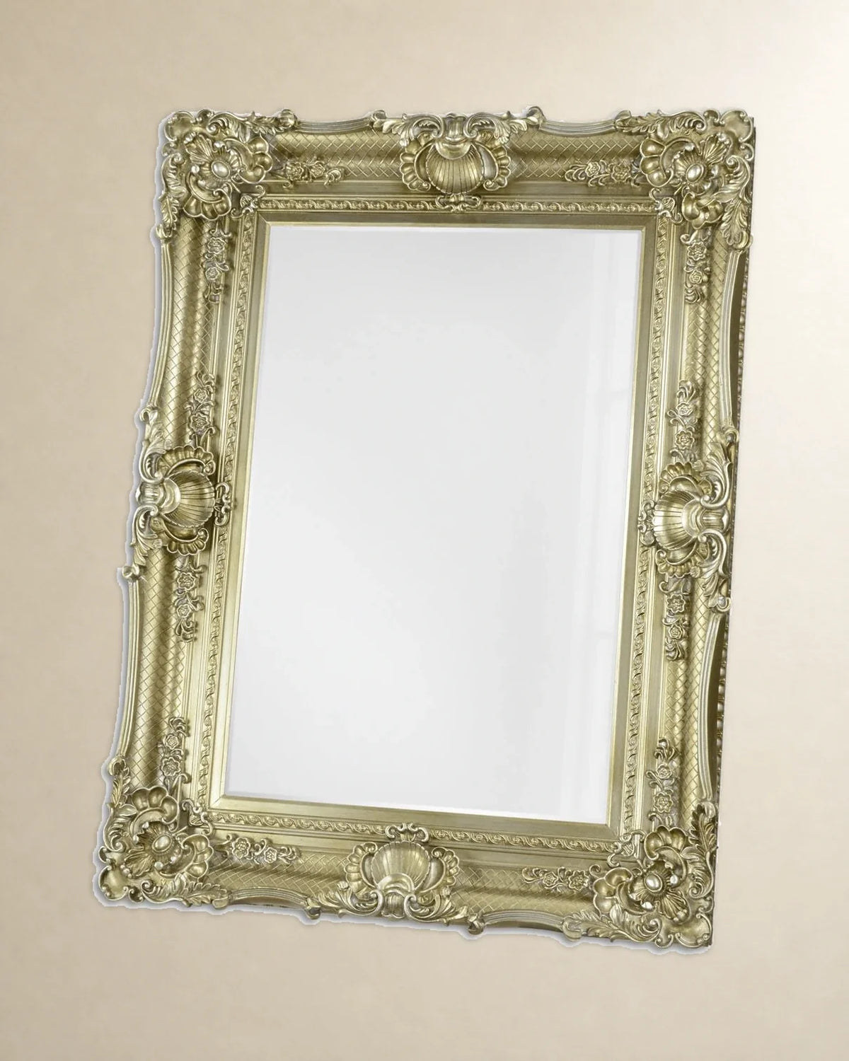 Rocaille Frame Wall Mirror — Silver tone, 60 × 90 cm