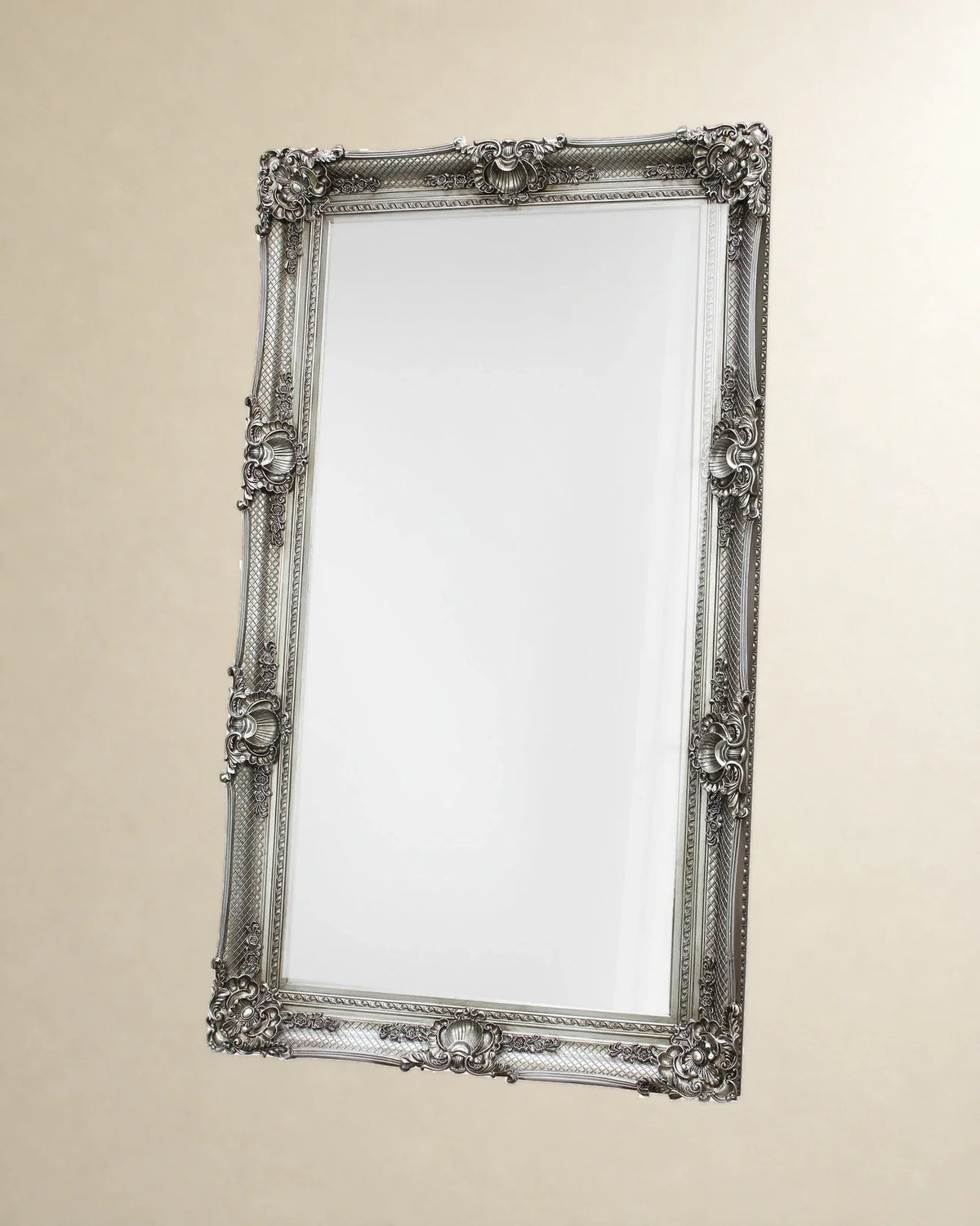 Rocaille Frame Wall Mirror — Silver tone, 90 × 180 cm