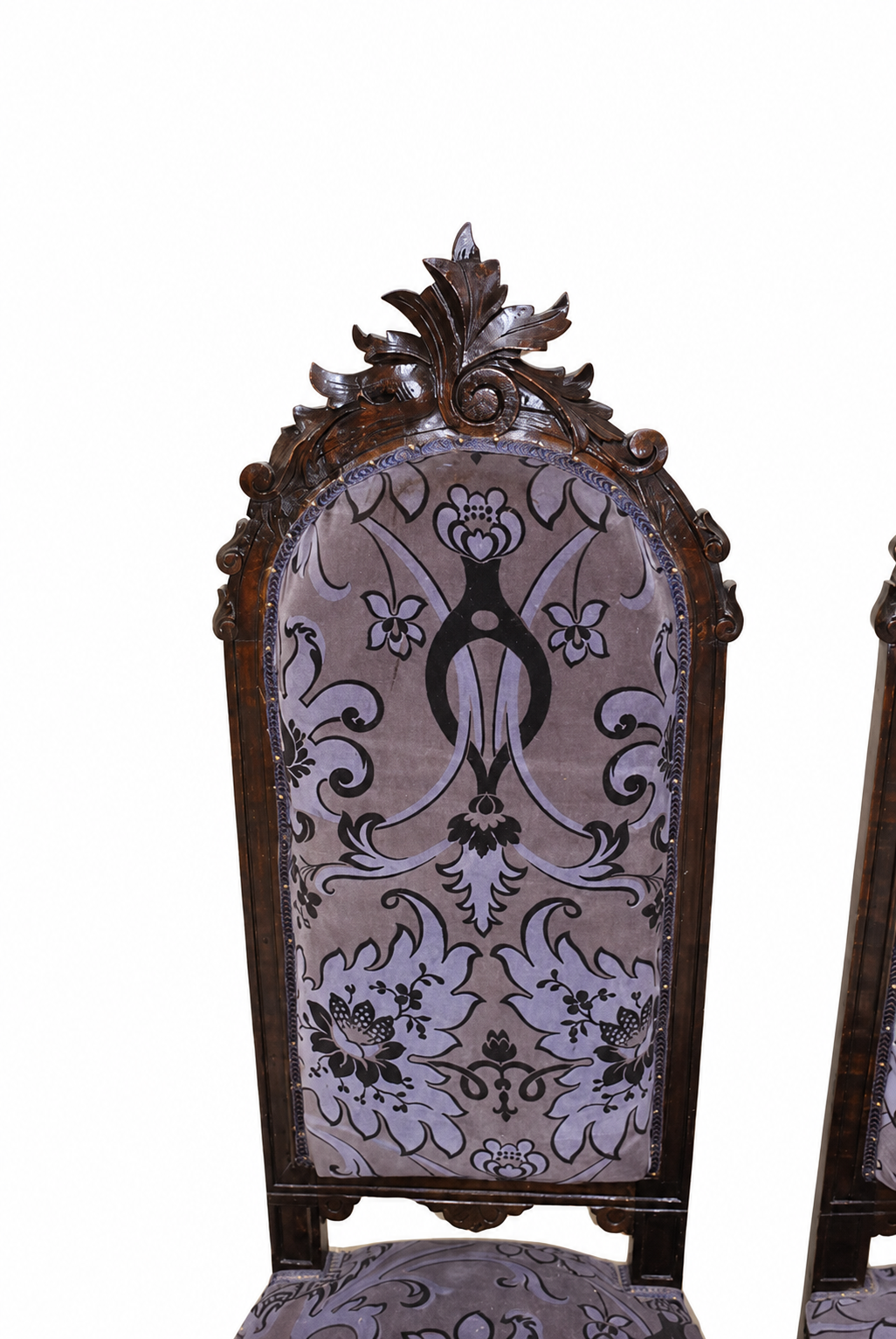 Pair of Alfonsine High-Back Damask Chairs — detail view 5