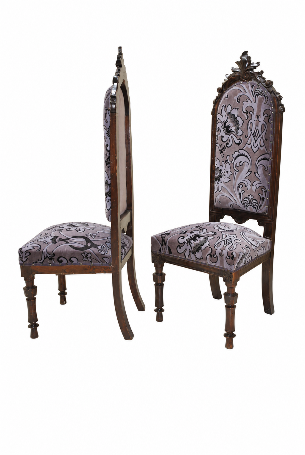 Pair of Alfonsine High-Back Damask Chairs — detail view 7