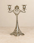Silver-Plated Two-Light Floral Bronze Candle Holder — primary view