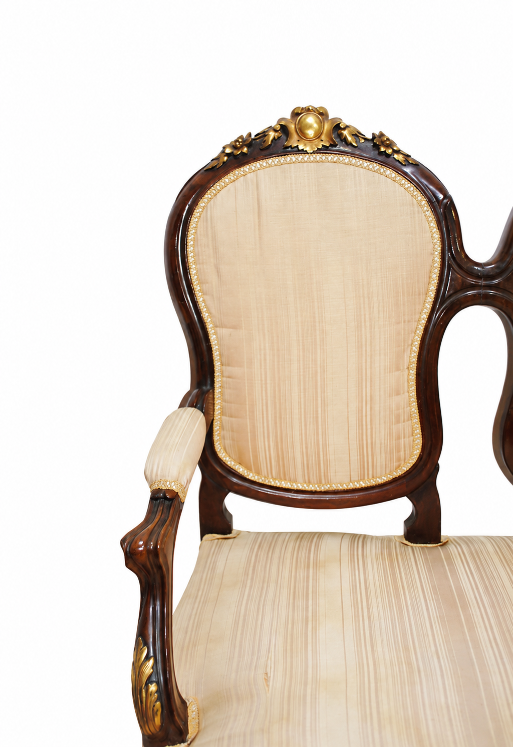 Isabeline Walnut Sofa with Gilt Floral Carving — detail view 6
