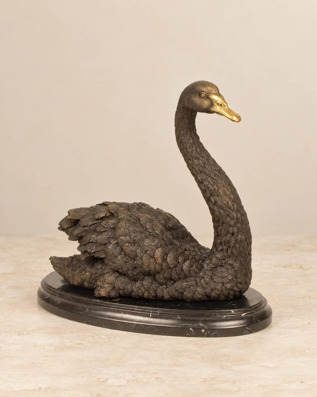 Swan Bronze Sculpture — primary view against a warm ivory background