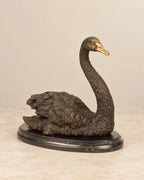 Swan Bronze Sculpture — primary view against a warm ivory background
