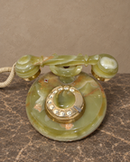 Green Onyx Rotary Telephone with Brass-Tone Dial — main view
