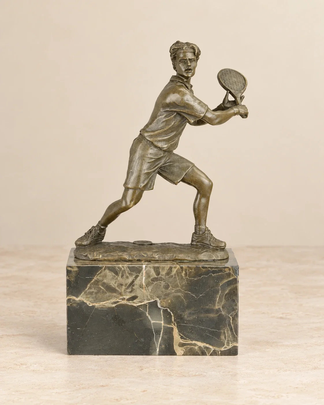 Tennis Player Bronze Sculpture — front view