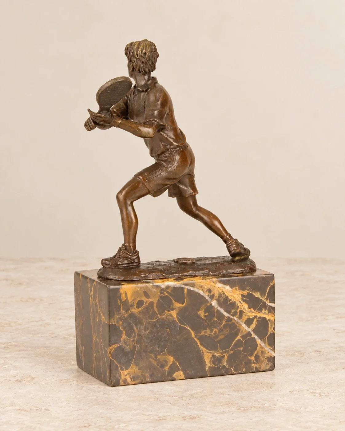 Tennis Player Bronze Sculpture — reverse view