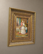 The Waltz, Oil on Copper Signed Lambert — framed artwork on a taupe wall
