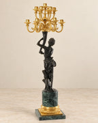 Thirteen-Light Figural Bronze Candelabrum — reverse view