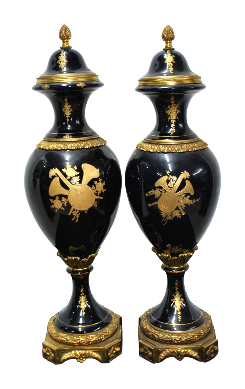 Pair of Dark Porcelain Vases with Romantic Scenes — detail or alternate view