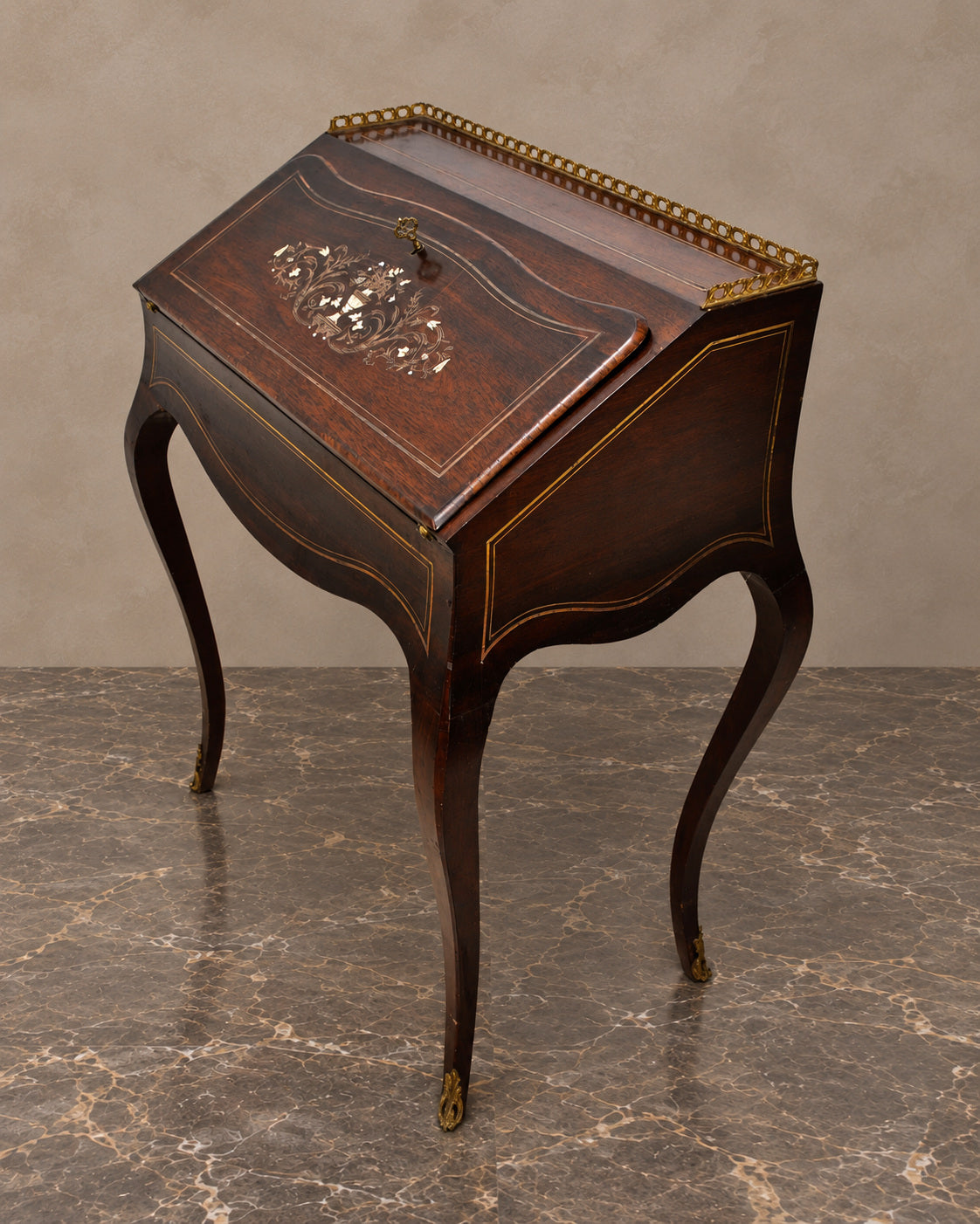Rosewood Secretaire with Mother-of-Pearl Inlay — main view