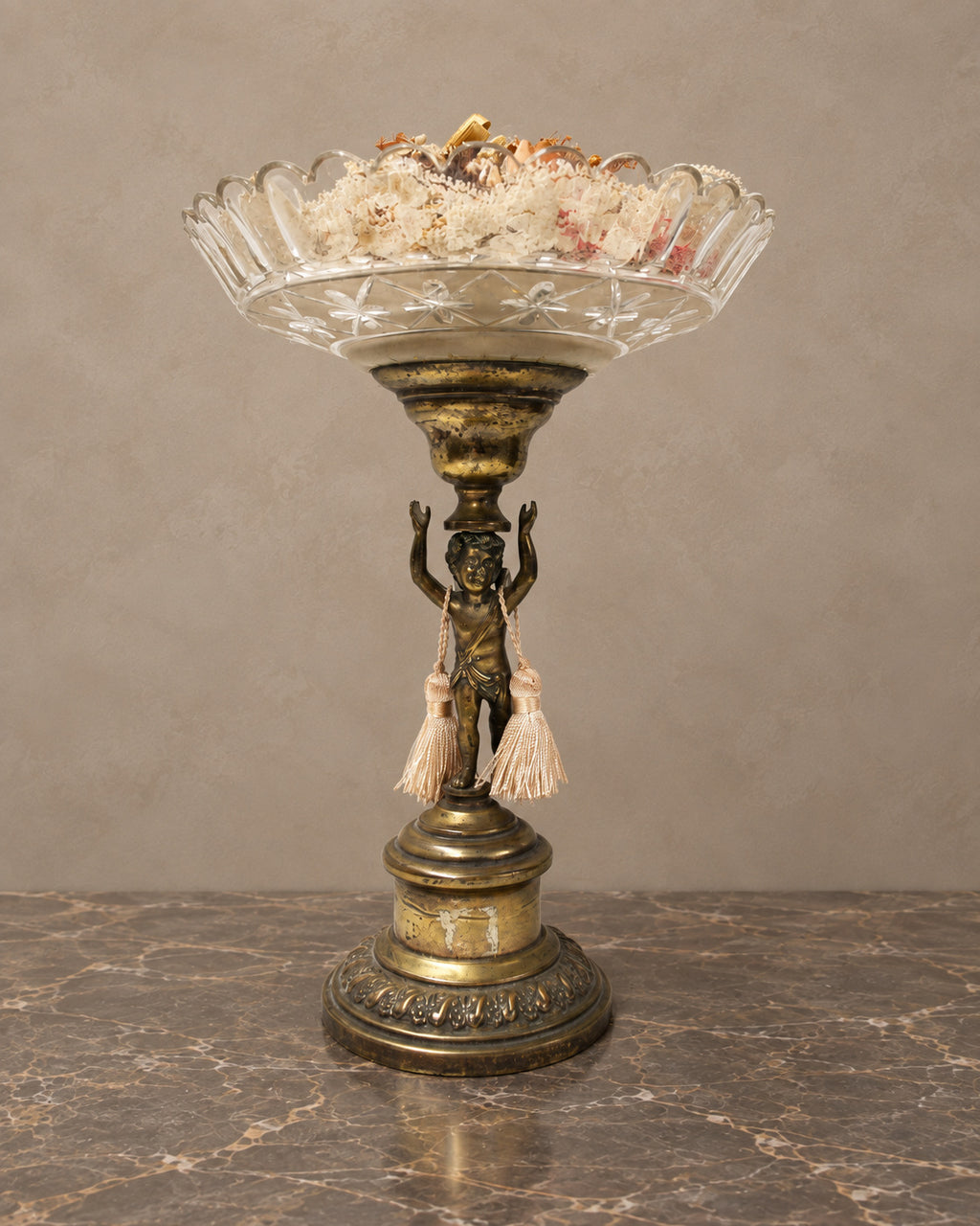 Gilt-Bronze Cherub Centrepiece with Cut Crystal Bowl — main view