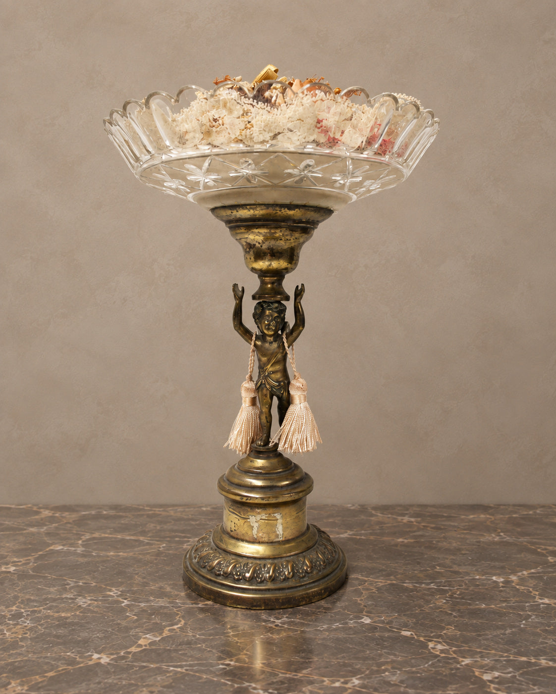 Gilt-Bronze Cherub Centrepiece with Cut Crystal Bowl — main view