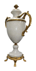 Crackle-Glazed Ceramic Urn with Bronze Mounts — alternative view or condition detail