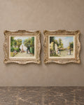 Pair of Romantic Garden Paintings Signed Viguera — main view