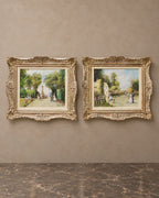 Pair of Romantic Garden Paintings Signed Viguera — main view