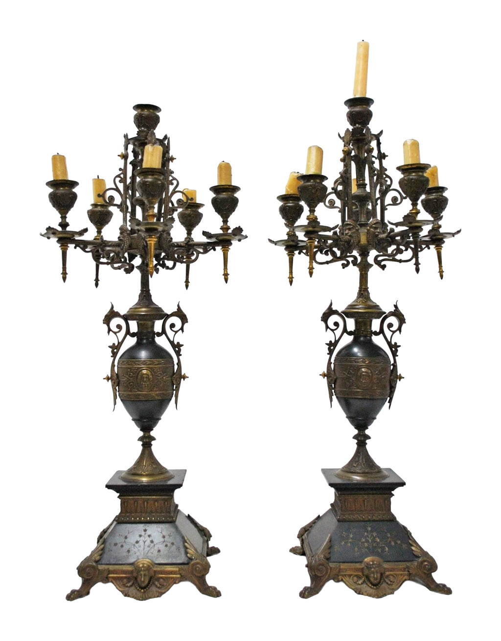 Louis XVI-Style Figural Clock and Candelabra Garniture — alternative view or condition detail