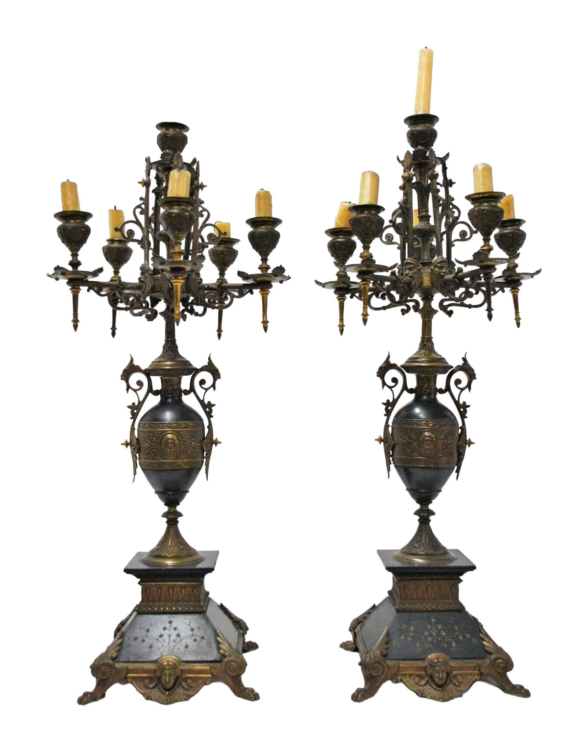 Louis XVI-Style Figural Clock and Candelabra Garniture — alternative view or condition detail