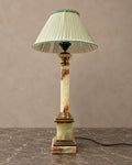 Green Onyx Column Table Lamp with Pleated Shade — main view
