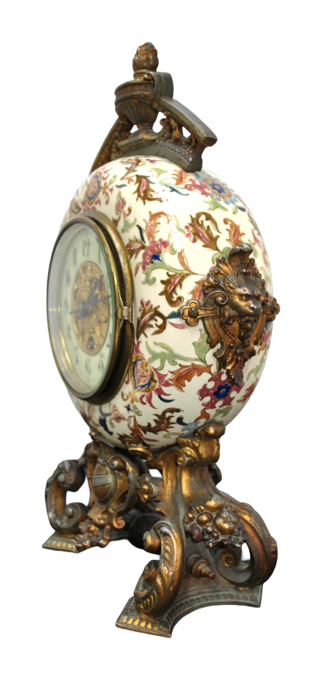 Napoleon III-Style Ceramic and Bronze Mantel Clock — alternative view or condition detail