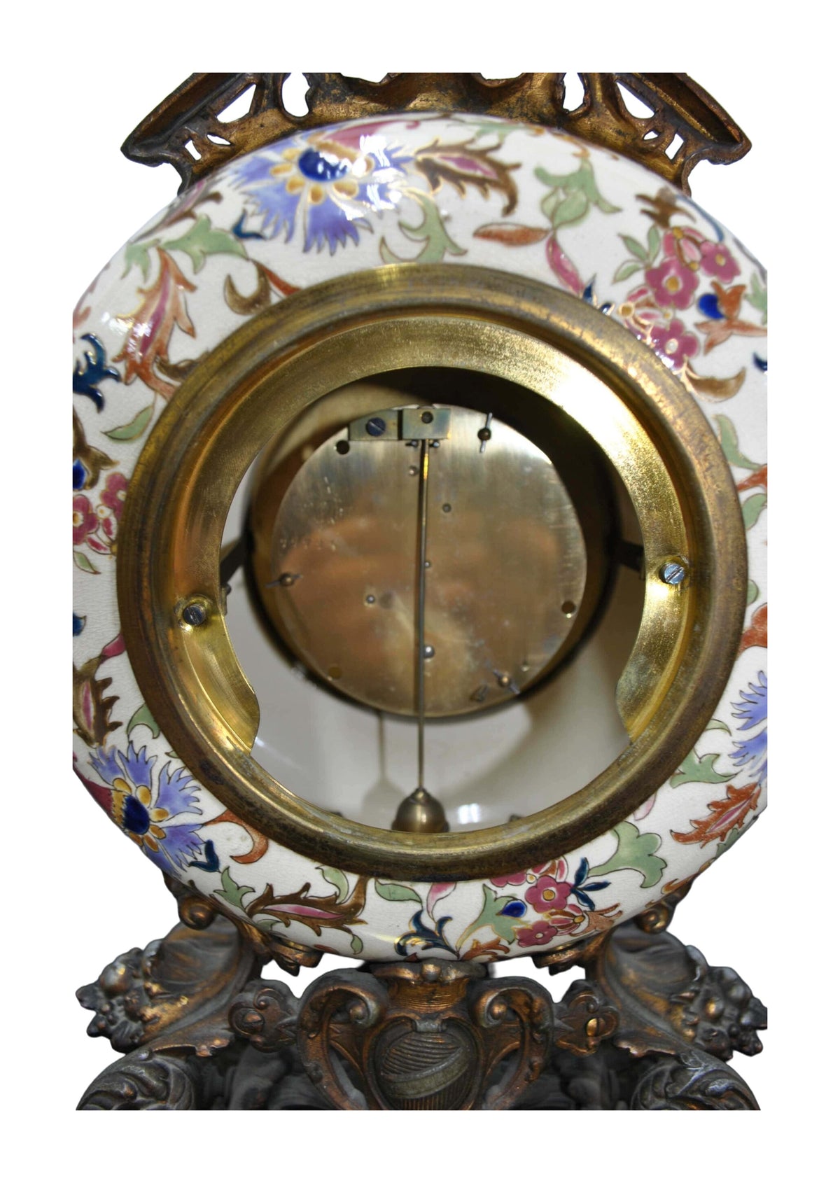 Napoleon III-Style Ceramic and Bronze Mantel Clock — alternative view or condition detail