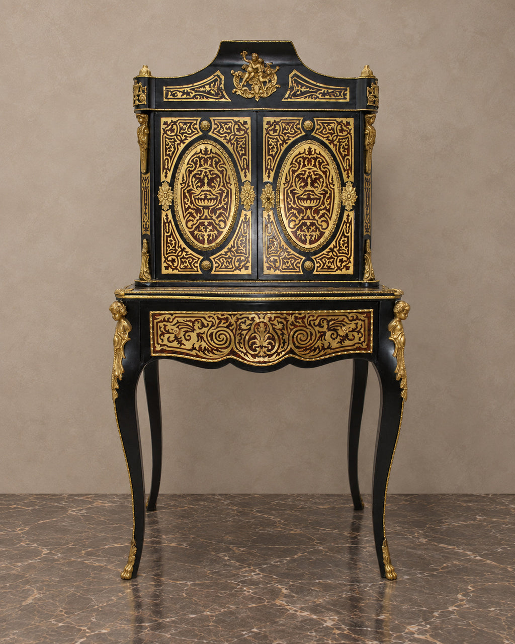 Napoleon III-Style Ebonized Cabinet Desk — main view
