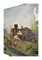 Mountain and Village Landscape Oil Painting in a Gilt Frame — alternative view or condition detail