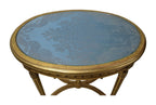 Louis XVI-Style Giltwood Oval Table with Blue Floral Top — alternative view or condition detail