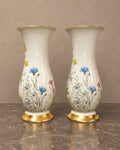Pair of Bavarian Floral Porcelain Vases with Gilt Rims — main view