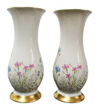Pair of Bavarian Floral Porcelain Vases with Gilt Rims — alternative view or condition detail