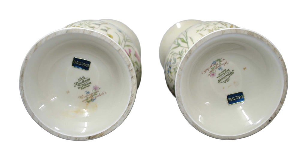 Pair of Bavarian Floral Porcelain Vases with Gilt Rims — alternative view or condition detail