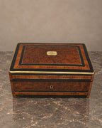 Napoleon III-Style Burr-Wood Box with Brass Monogram — main view