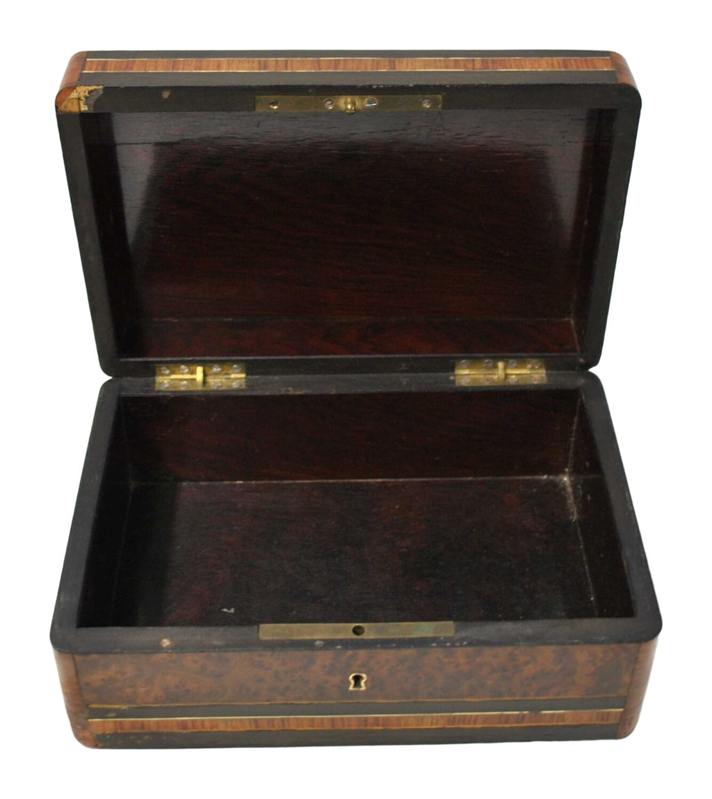 Napoleon III-Style Burr-Wood Box with Brass Monogram — alternative view or condition detail