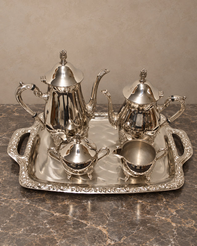 Five-Piece Silver-Plated Tea and Coffee Service with Tray