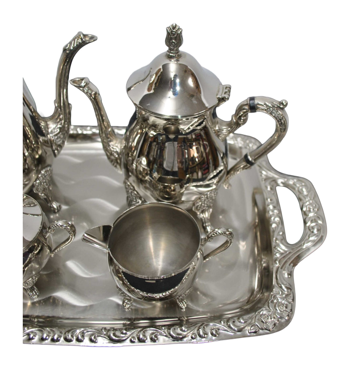 Five-Piece Silver-Plated Tea and Coffee Service with Tray — alternative view or condition detail
