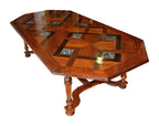 Large Mahogany Dining Table with Geometric Inlay and Green Marble — alternative view or condition detail