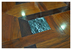 Large Mahogany Dining Table with Geometric Inlay and Green Marble — alternative view or condition detail